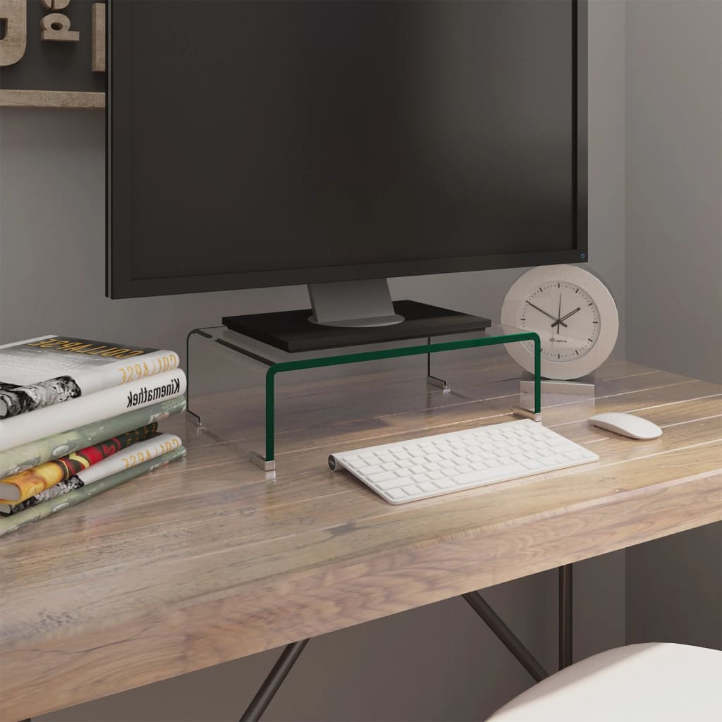 vidaXL TV-meubel/monitorverhoger transparant 60x25x11 cm glas
