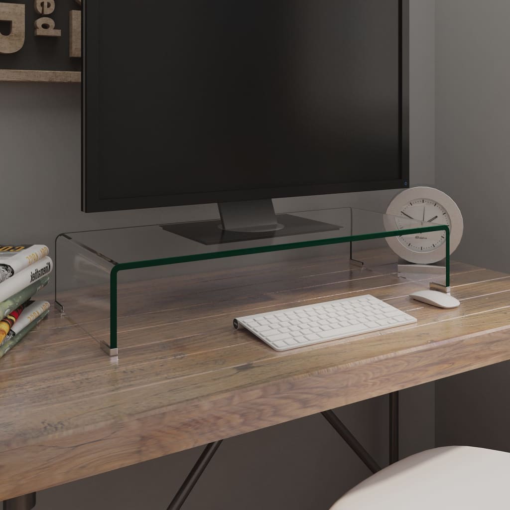 vidaXL TV-meubel/monitorverhoger transparant 60x25x11 cm glas