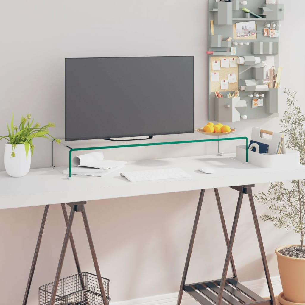 vidaXL TV-meubel/monitorverhoger transparant 60x25x11 cm glas