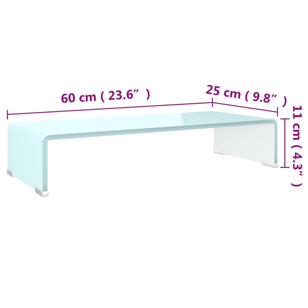vidaXL TV-meubel/monitorverhoger transparant 60x25x11 cm glas
