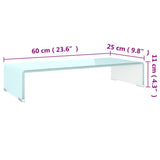 vidaXL TV-meubel/monitorverhoger transparant 60x25x11 cm glas