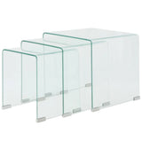 vidaXL Side Table Set 3-piece Transparent Tempered Glass