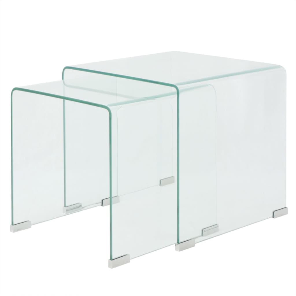 vidaXL Side Table Set 3-piece Transparent Tempered Glass