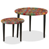vidaXL Coffee Table Set Chindi Pattern Multicolour 2-piece