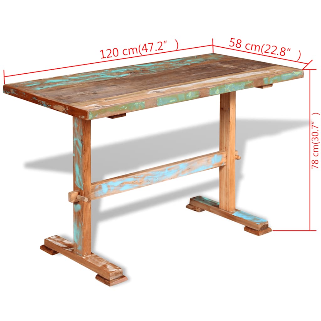 vidaXL Dining Table 110x55x78 cm Solid Reclaimed Wood