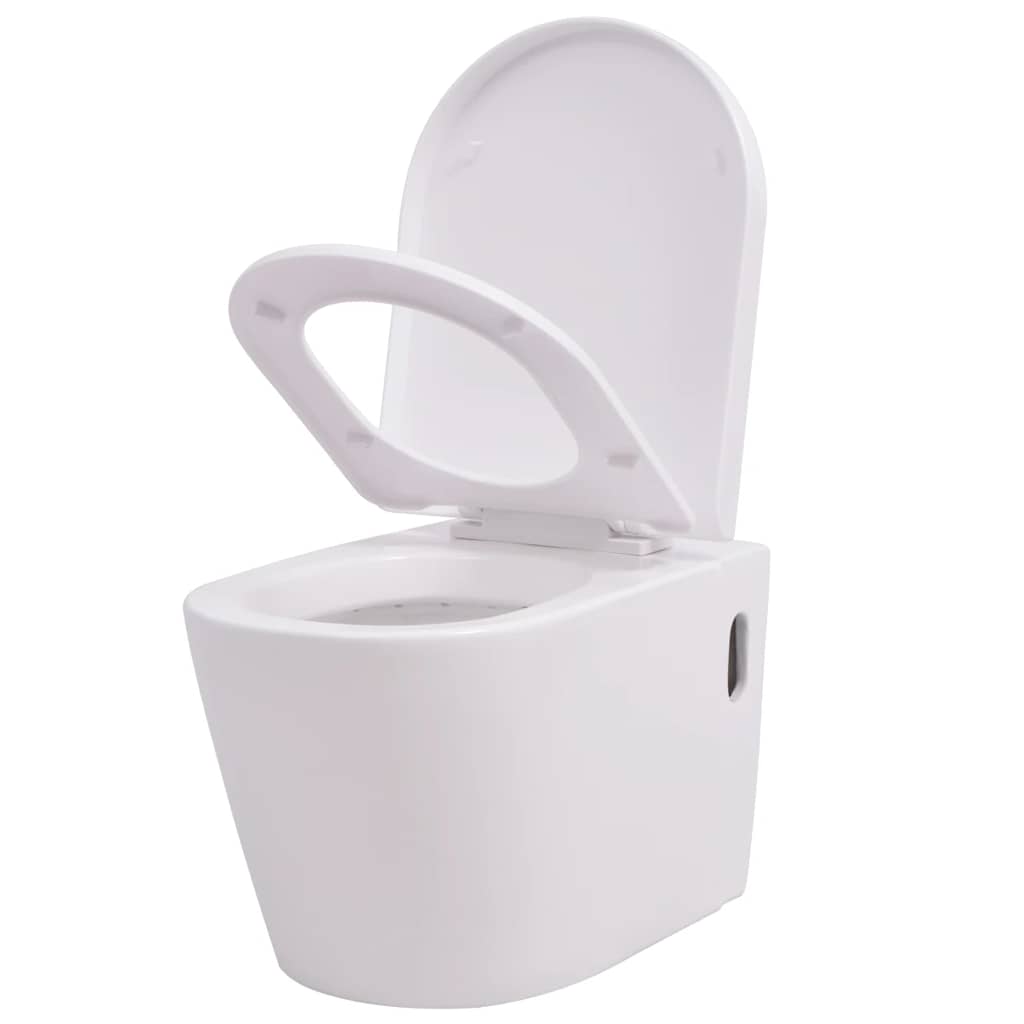 vidaXL Wall-hung toilet ceramic black