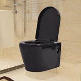 vidaXL Wall-hung toilet ceramic black