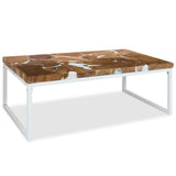 vidaXL Coffee table 110x60x40 cm teak wood and resin