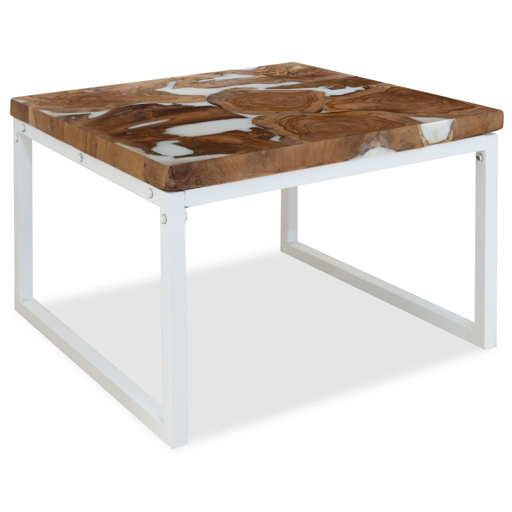 vidaXL Coffee table 110x60x40 cm teak wood and resin