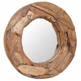 vidaXL Decorative Mirror Round 60 cm Teak Wood