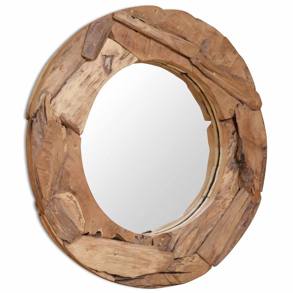 vidaXL Decorative Mirror Round 60 cm Teak Wood