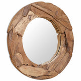 vidaXL Decorative Mirror Round 60 cm Teak Wood