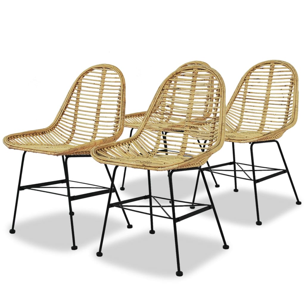 vidaXL Dining Chairs 2 pcs natural rattan