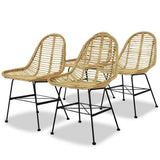 vidaXL Dining Chairs 2 pcs natural rattan