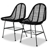 vidaXL Dining Chairs 2 pcs natural rattan