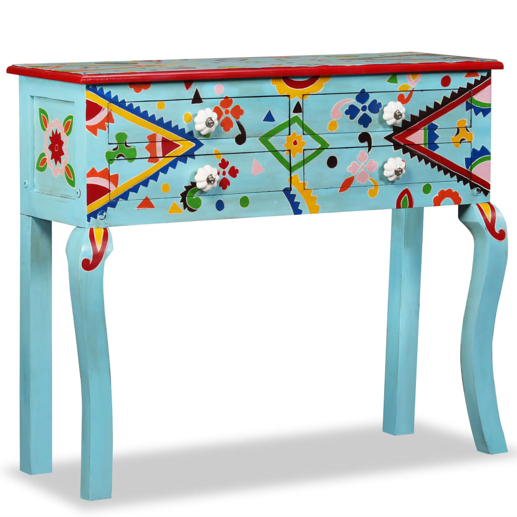 vidaXL Hand-Painted Console Table Solid Mango Wood Blue