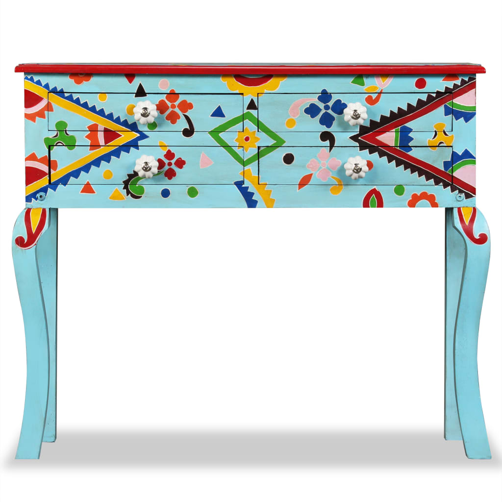 vidaXL Hand-Painted Console Table Solid Mango Wood Blue