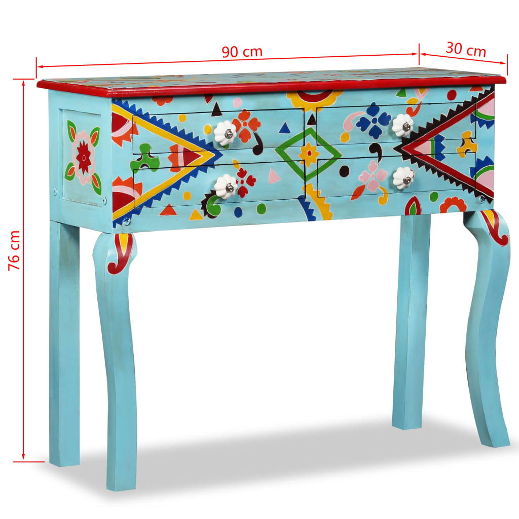 vidaXL Hand-Painted Console Table Solid Mango Wood Blue