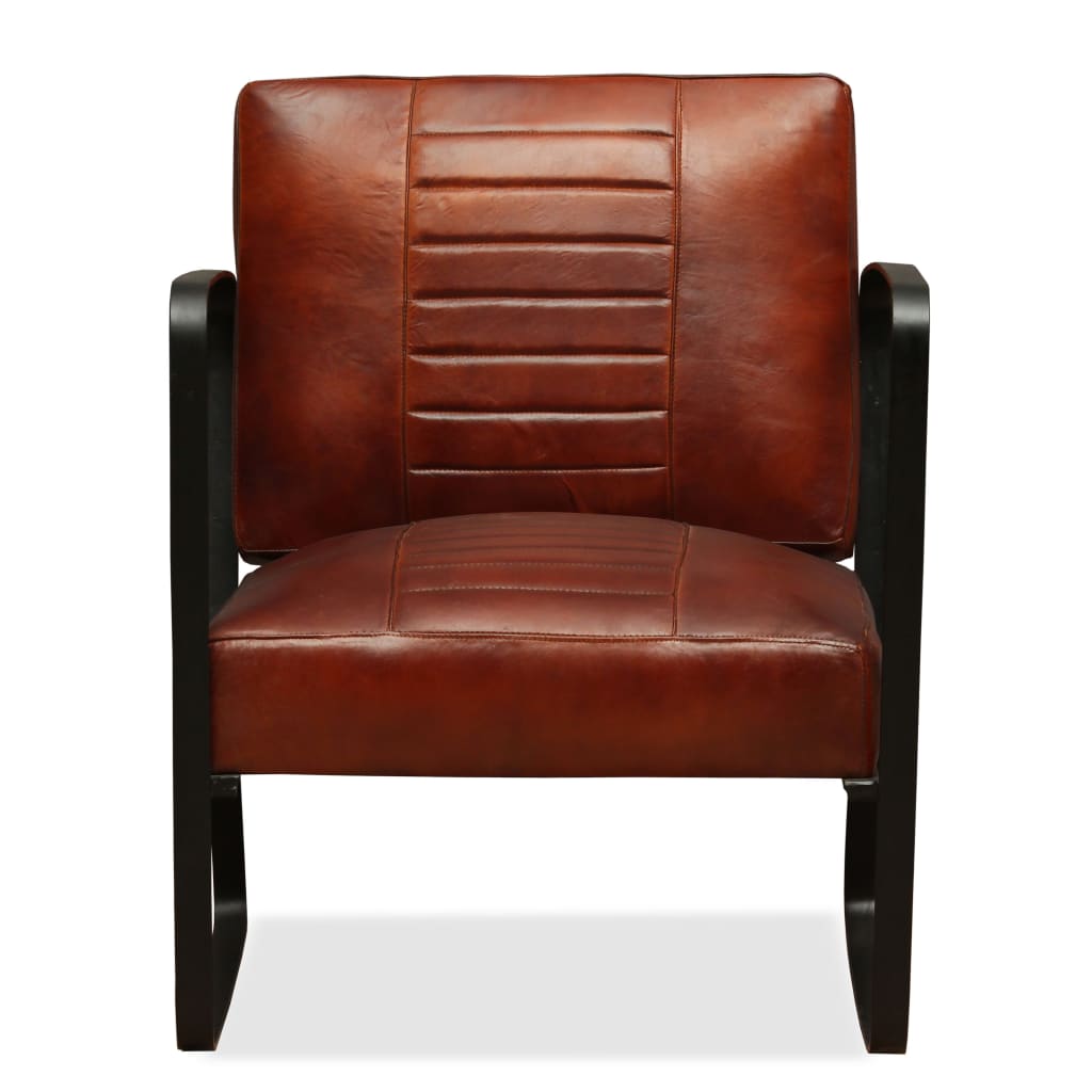 vidaXL Loungestoel echt leer bruin