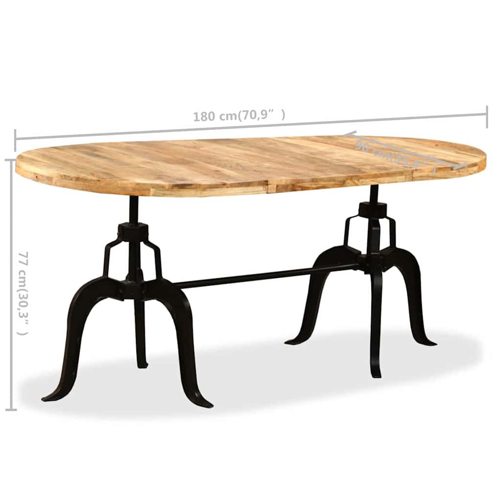 vidaXL Eettafel 180 cm massief mangohout en staal