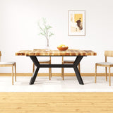 vidaXL Dining Table 180 cm Solid Reclaimed Wood and Steel Cross Legs