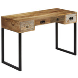 vidaXL Bureau 117x50x76 cm massief acaciahout en echt leer