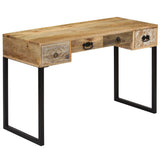 vidaXL Bureau 117x50x76 cm massief acaciahout en echt leer