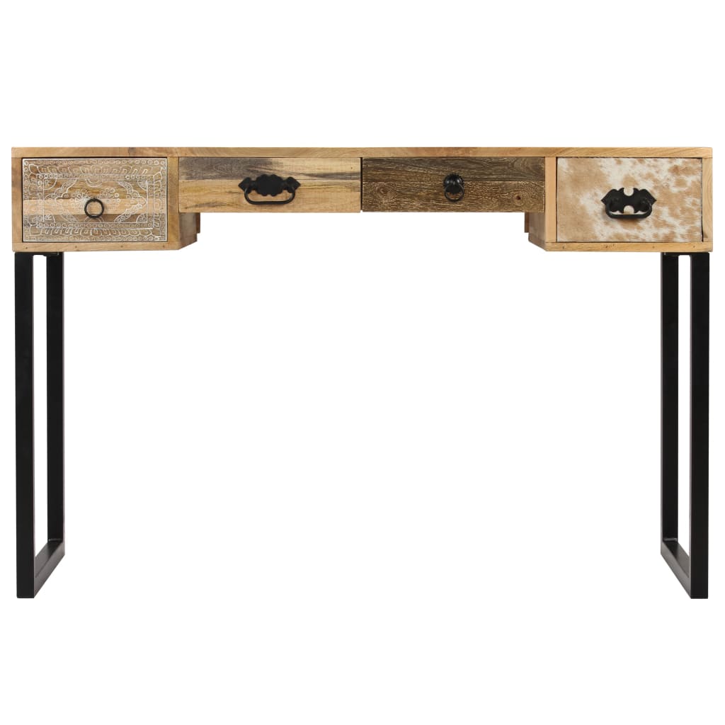 vidaXL Bureau 117x50x76 cm massief acaciahout en echt leer