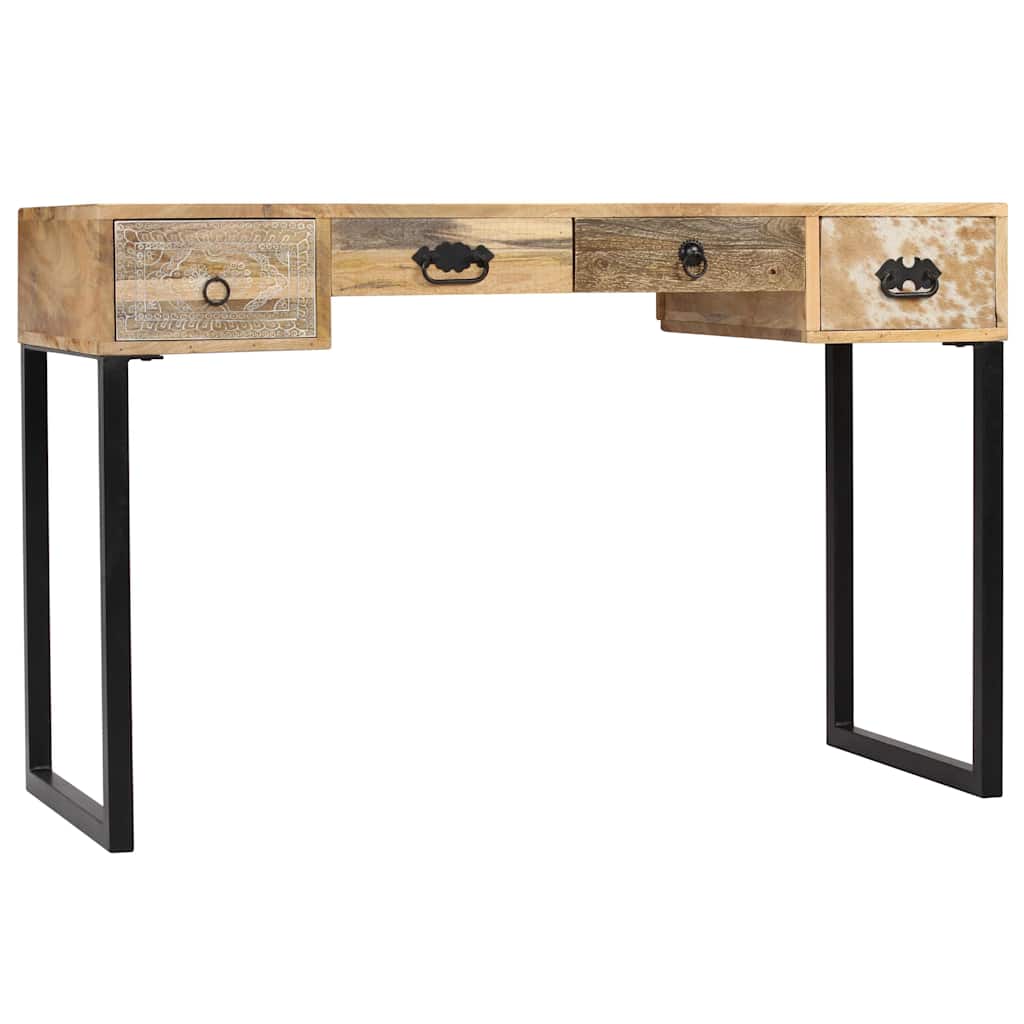 vidaXL Bureau 117x50x76 cm massief acaciahout en echt leer