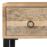 vidaXL Bureau 117x50x76 cm massief acaciahout en echt leer