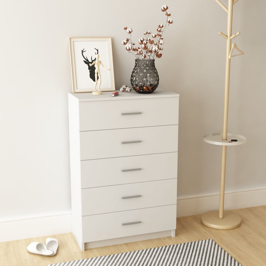 vidaXL Tall Chest of Drawers 41x35x106 cm Engineered Wood White