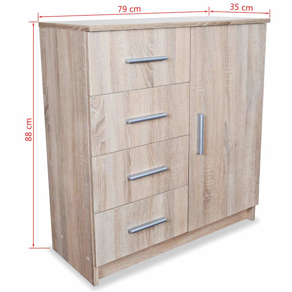 vidaXL Dressoir 79x35x88 cm bewerkt hout eiken