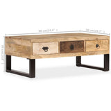 vidaXL Salontafel met 3 lades 90x50x35 cm massief mangohout