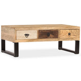 vidaXL Salontafel met 3 lades 90x50x35 cm massief mangohout