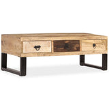 vidaXL Salontafel met 3 lades 90x50x35 cm massief mangohout