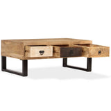 vidaXL Salontafel met 3 lades 90x50x35 cm massief mangohout