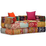 vidaXL Two-Seater Modular Patchwork Fabric Pouf