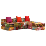 vidaXL Two-Seater Modular Patchwork Fabric Pouf