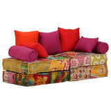 vidaXL Two-Seater Modular Patchwork Fabric Pouf