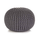 vidaXL Poef handgebreid 50x35 cm katoen grijs
