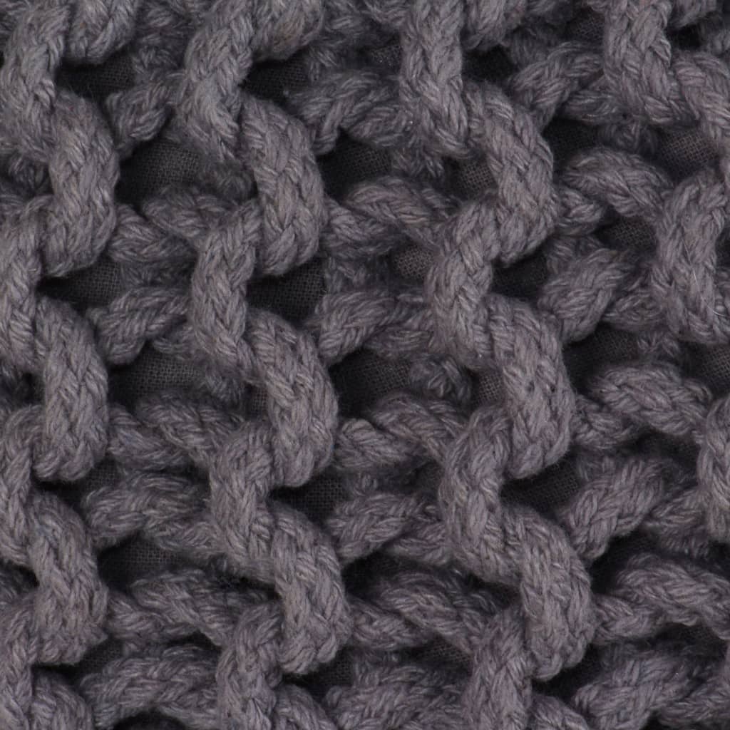 vidaXL Poef handgebreid 50x35 cm katoen grijs