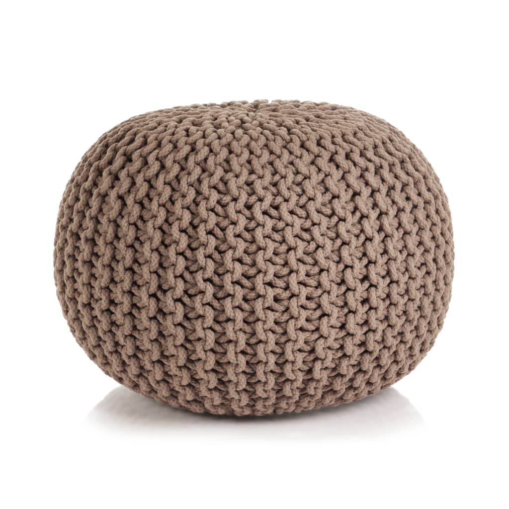 vidaXL Poef handgebreid 50x35 cm katoen grijs