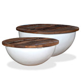 vidaXL Coffee Table Bowl Shaped with Steel Frame Recycled Wood