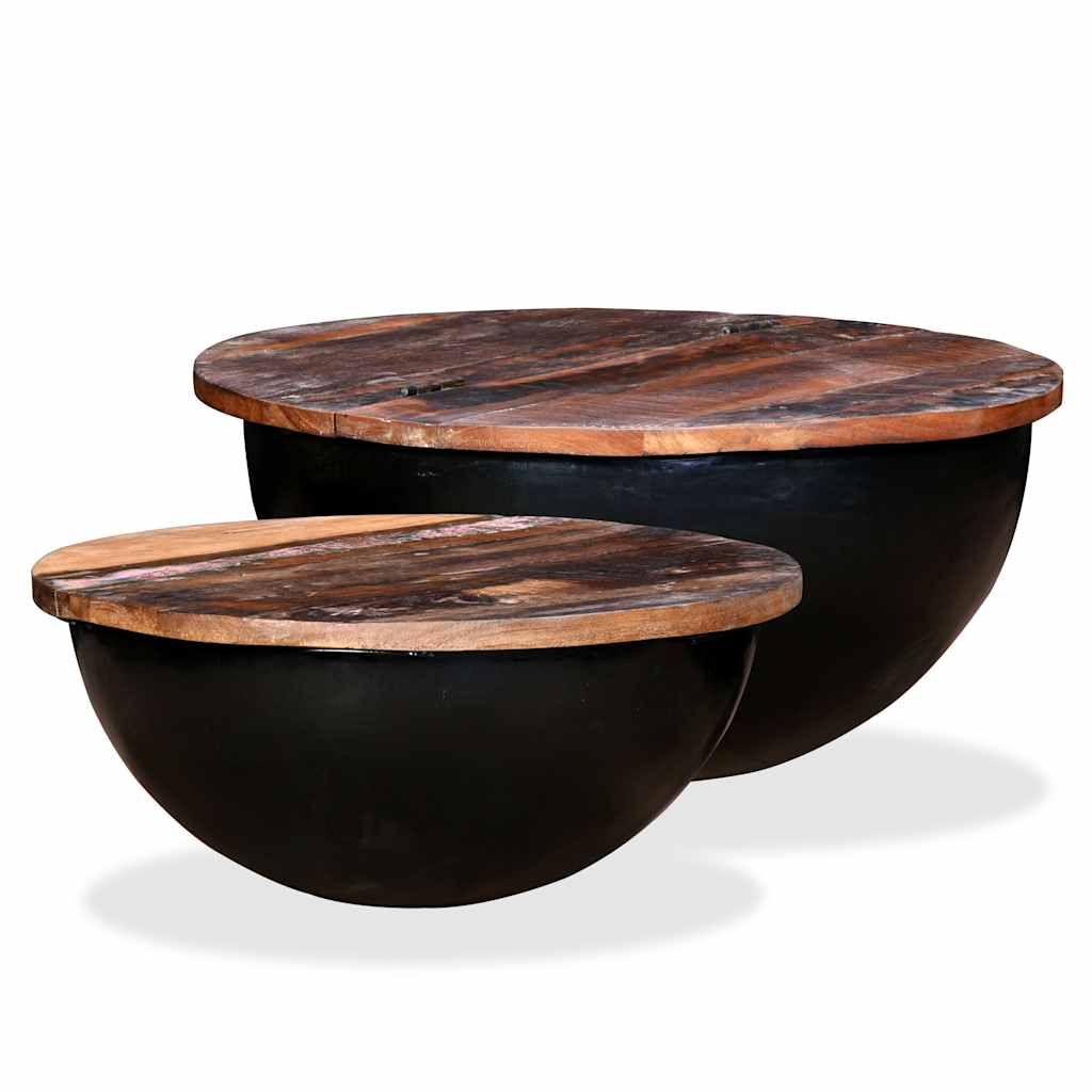 vidaXL Coffee Table Bowl Shaped with Steel Frame Recycled Wood