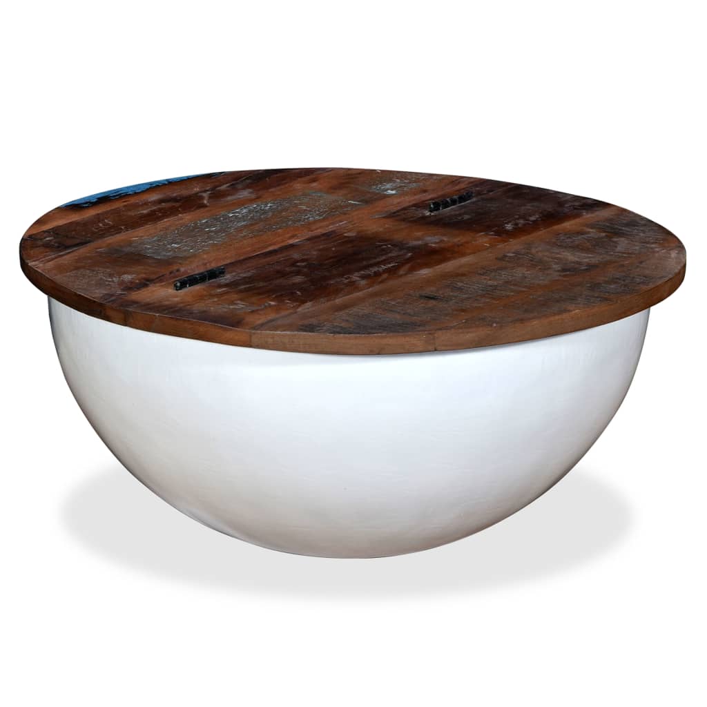 vidaXL Coffee Table Bowl Shaped with Steel Frame Recycled Wood