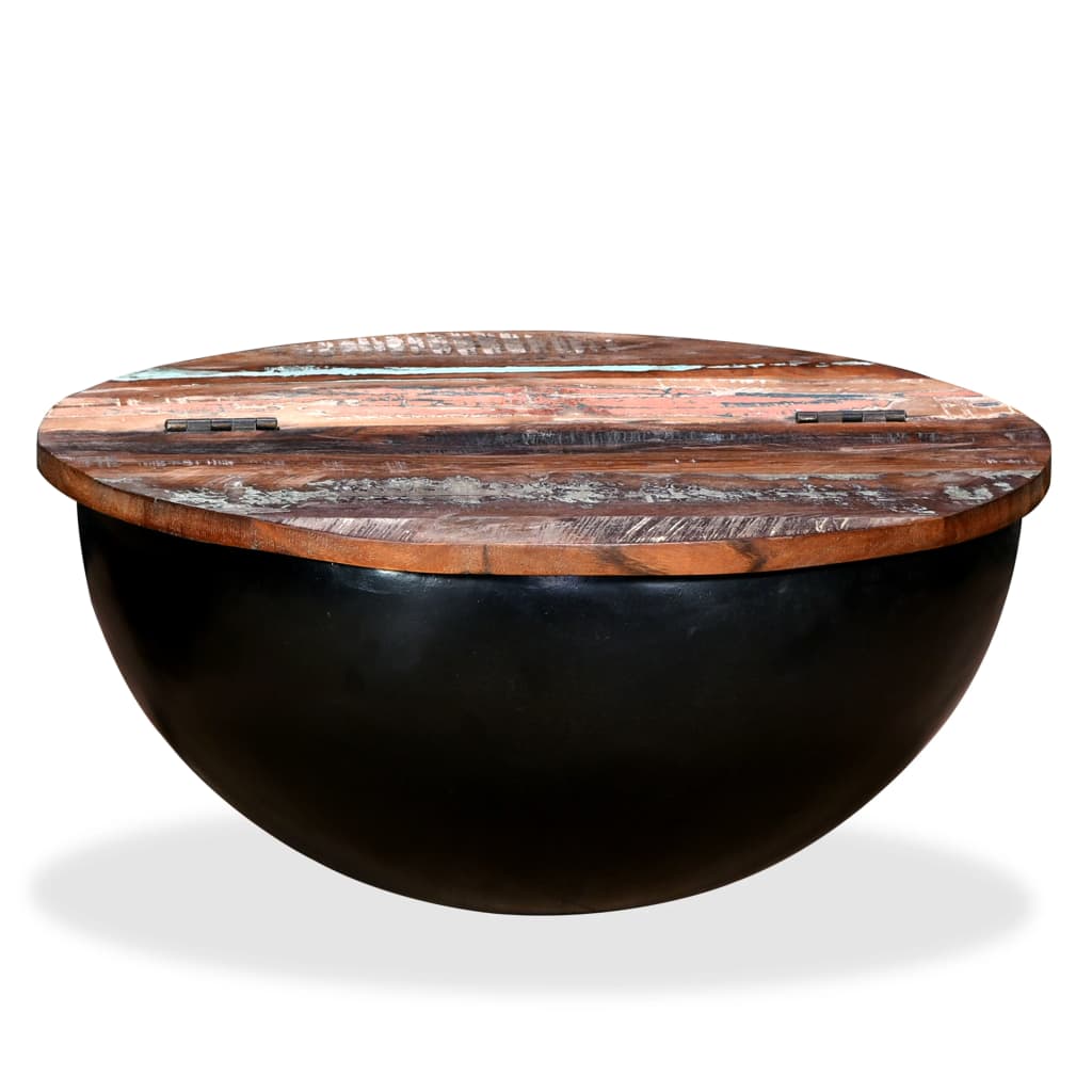 vidaXL Coffee Table Bowl Shaped with Steel Frame Recycled Wood