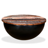 vidaXL Coffee Table Bowl Shaped with Steel Frame Recycled Wood
