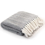 vidaXL Herringbone Plaid 125x150 cm cotton grey