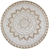 vidaXL Round Braided Jute Rug with Print 90 cm