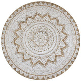 vidaXL Round Braided Jute Rug with Print 90 cm